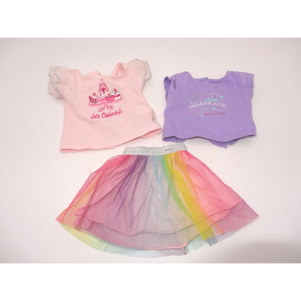 American Girl 18 in Doll Rainbow Tulle Sparkle Skirt Retired Let's Celebrate Top